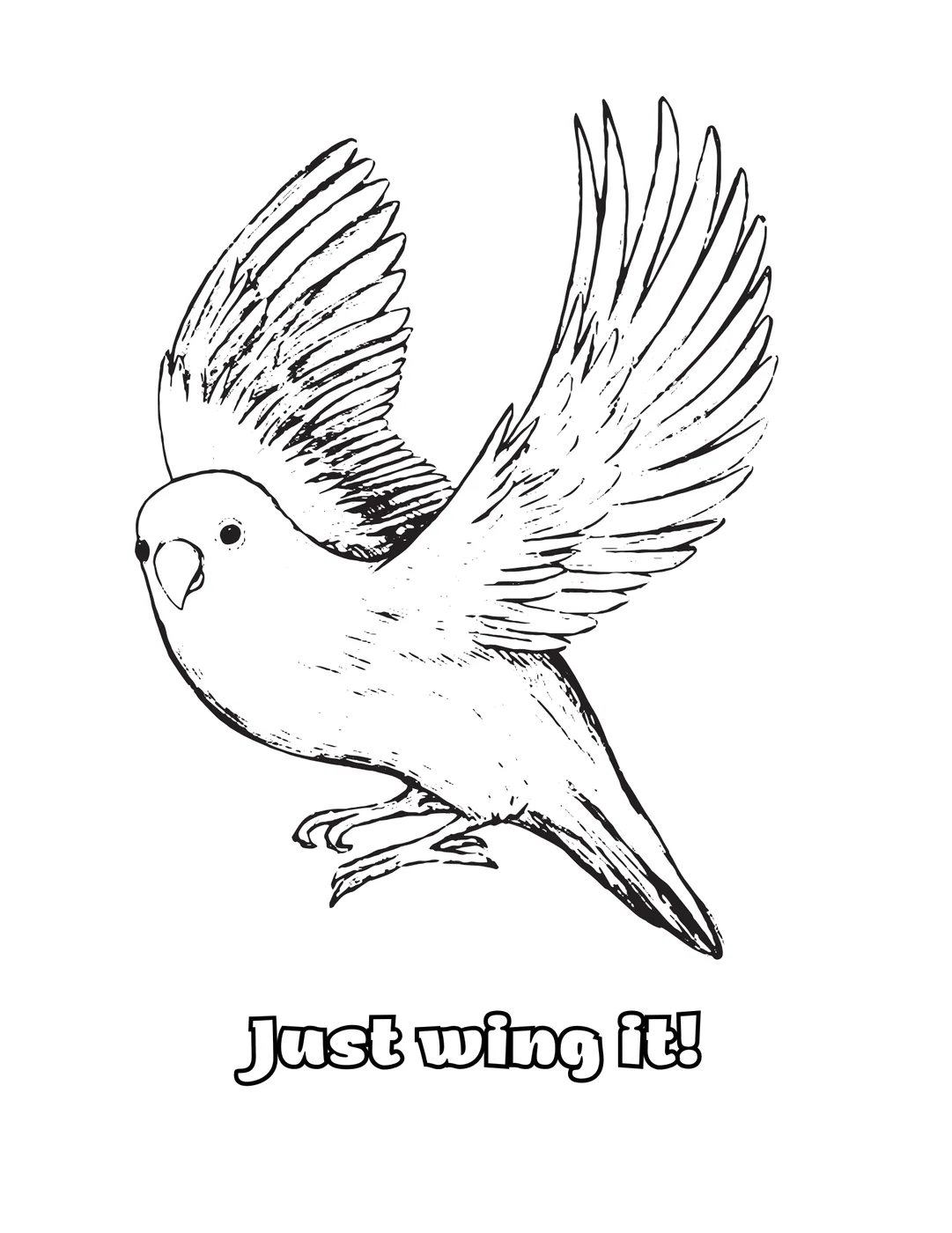 Bird flying with Just wing it saying